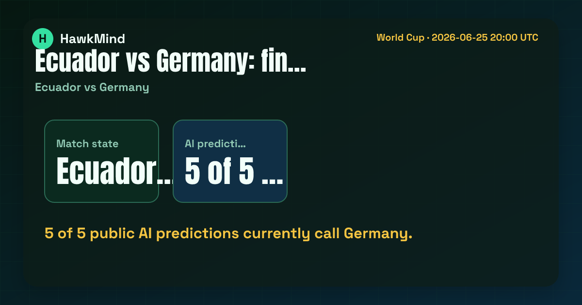 Ecuador vs Germany:5 of 5 public AI predictions currently call Germany.