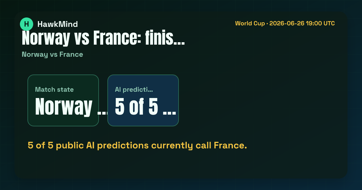 Norway vs France:5 of 5 public AI predictions currently call France.