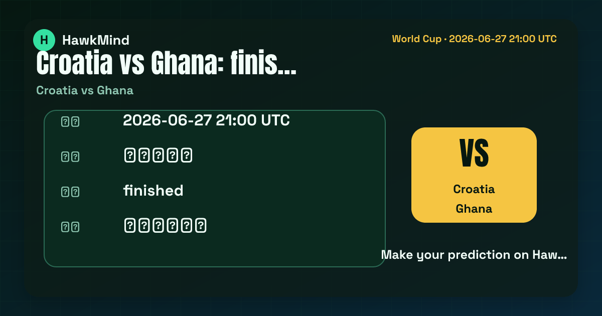 Croatia vs Ghana:Croatia 对 Ghana,2026-06-27 21:00 UTC