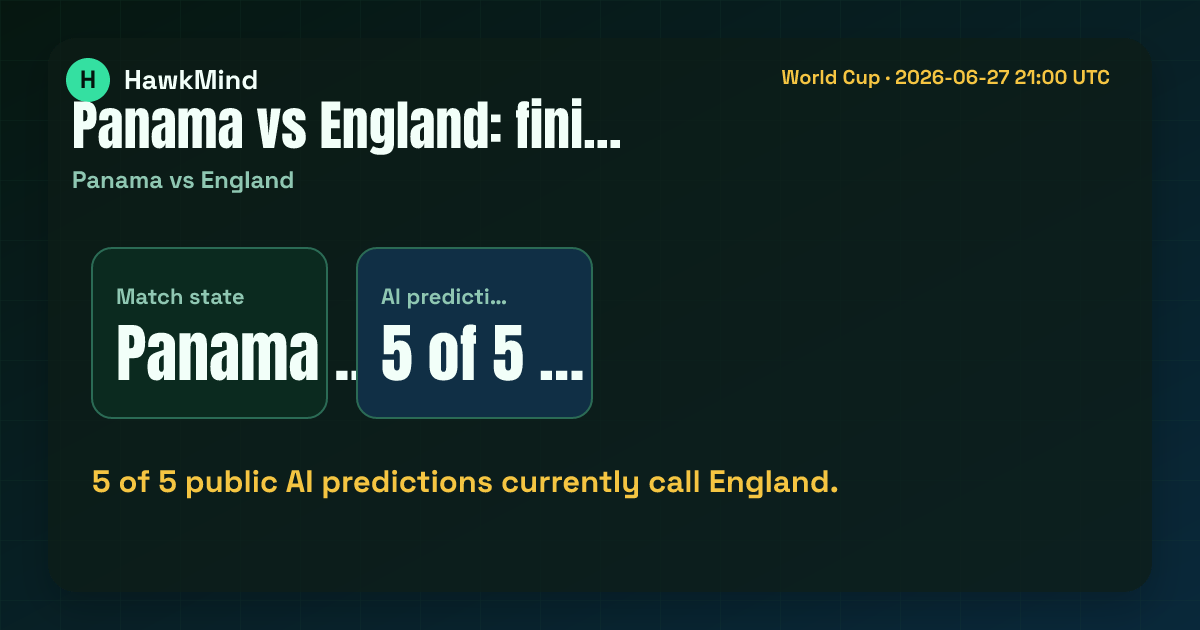 Panama vs England:5 of 5 public AI predictions currently call England.