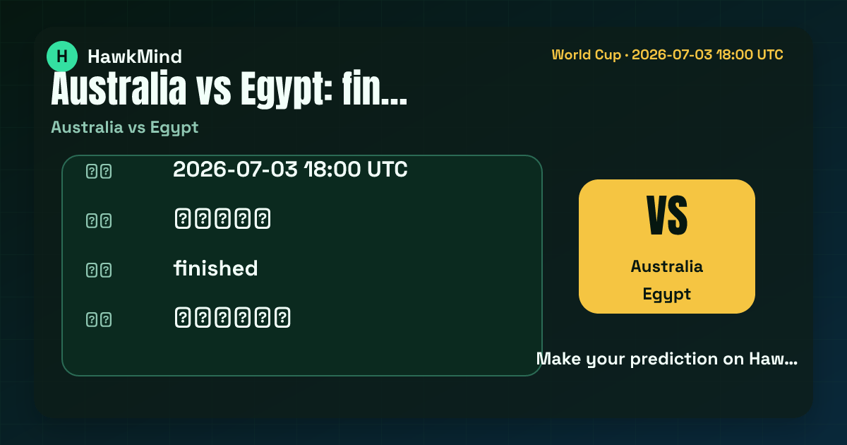 Australia vs Egypt:Australia 对 Egypt,2026-07-03 18:00 UTC